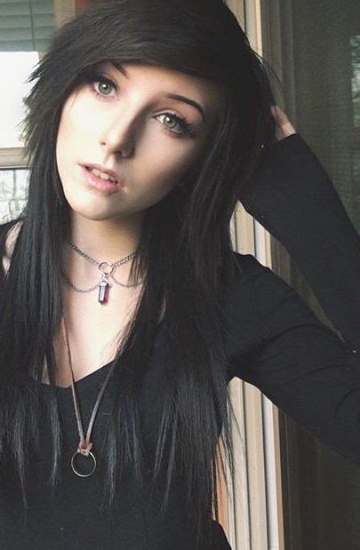 emo hair black|brown hair eyes emo girl.